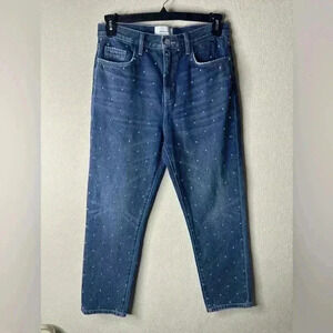 Current/Elliott Vintage Cropped high waist Slim Studded jeans Sz 29